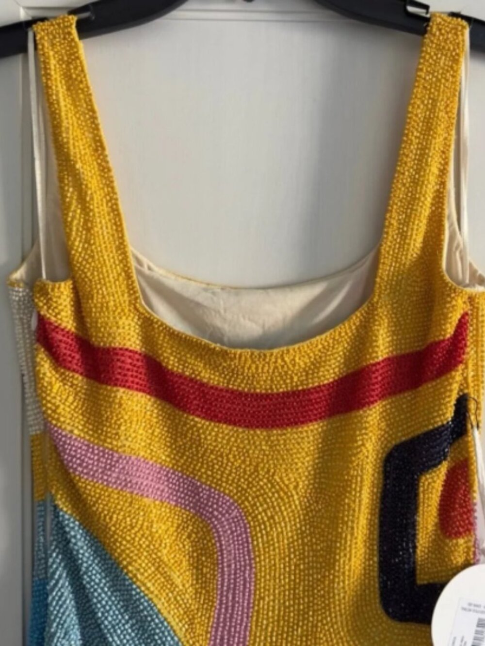 Staud Le Sable Square-Neck Beaded Mini Dress in Daffodil Dream - Picture 11 of 11